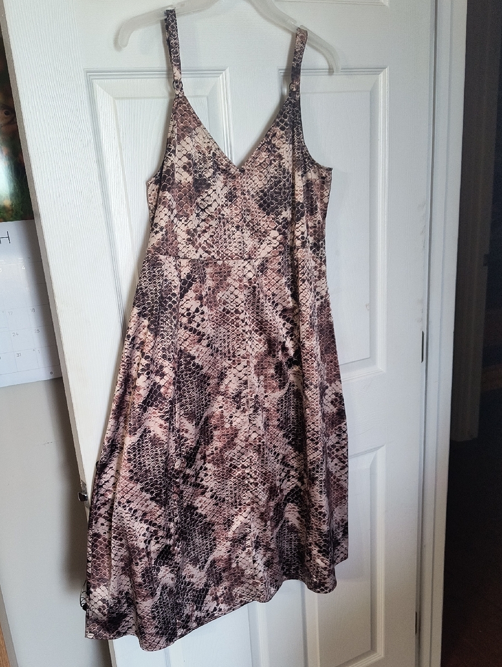 torrid Brown and Black Snake-Print Satin Midi Dress - Picture 3 of 3